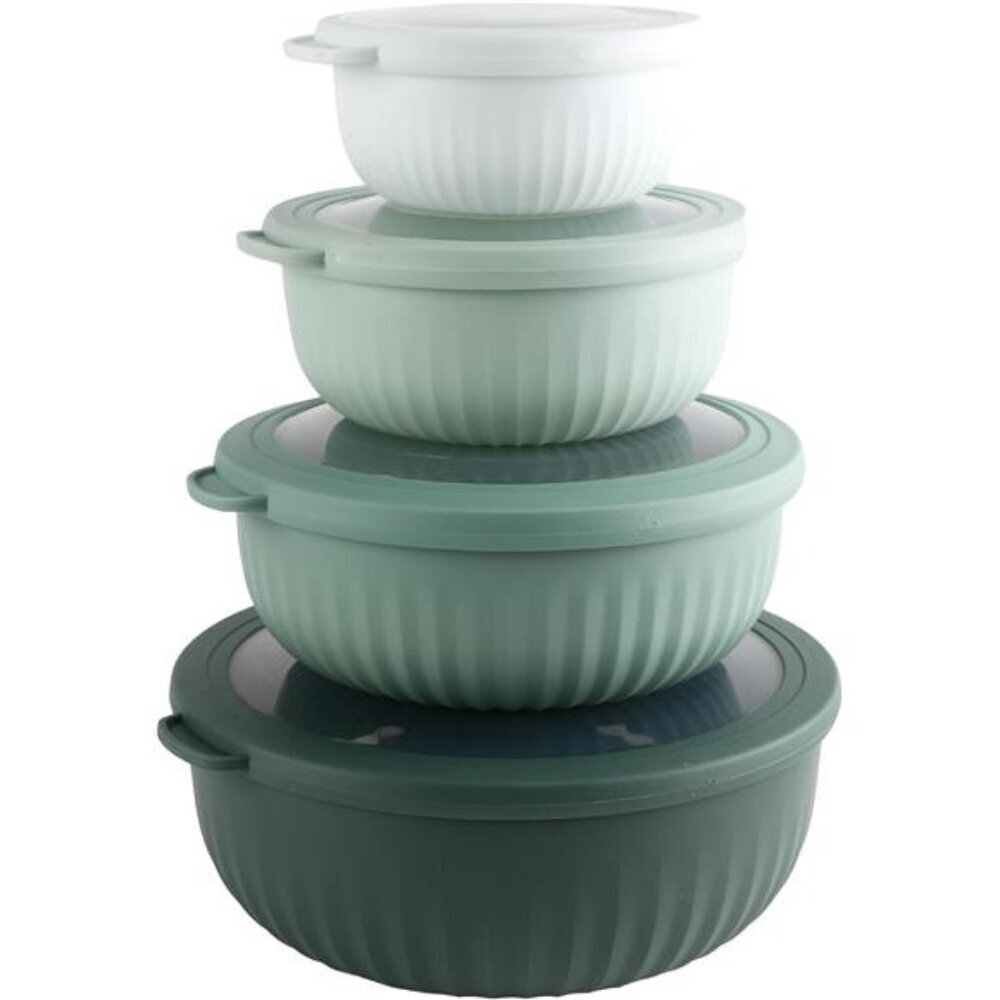 Plastic mixing bowls set with lids nesting prep bowls food storage kitchen set